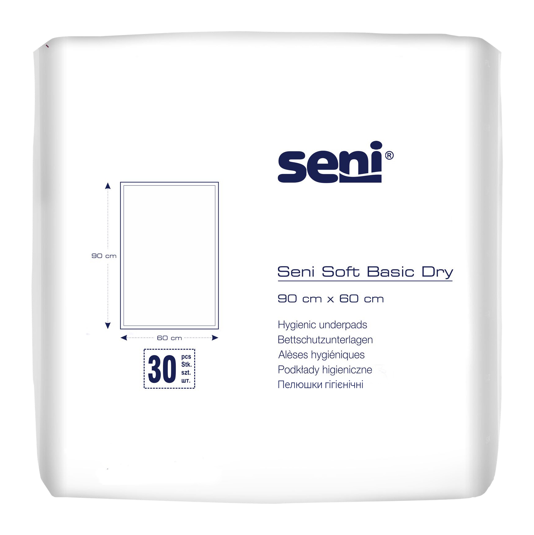 Пелюшки гігієнічні SENI SOFT BASIC DRY, 90x60 см.(30шт)